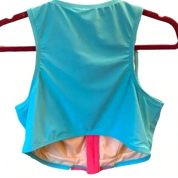Cupshe Tabria Majors Cali Colorblock Zip Up Bikini Top - Picture 7 of 7